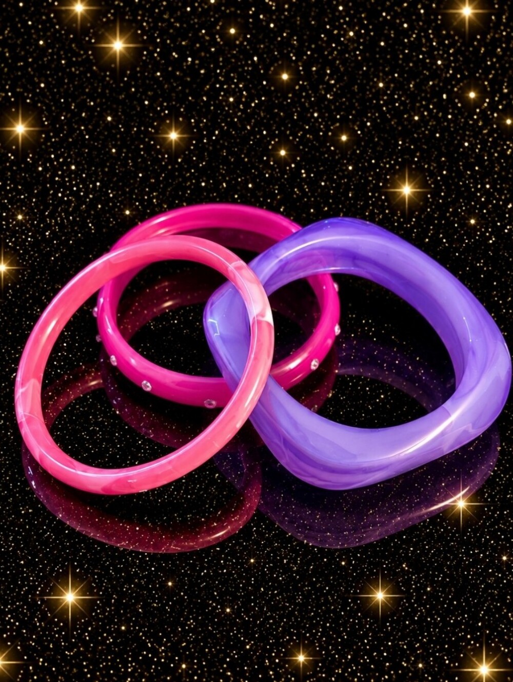 Pinup Pink and Purple Resin Bangle Set - Women's Jewelry
